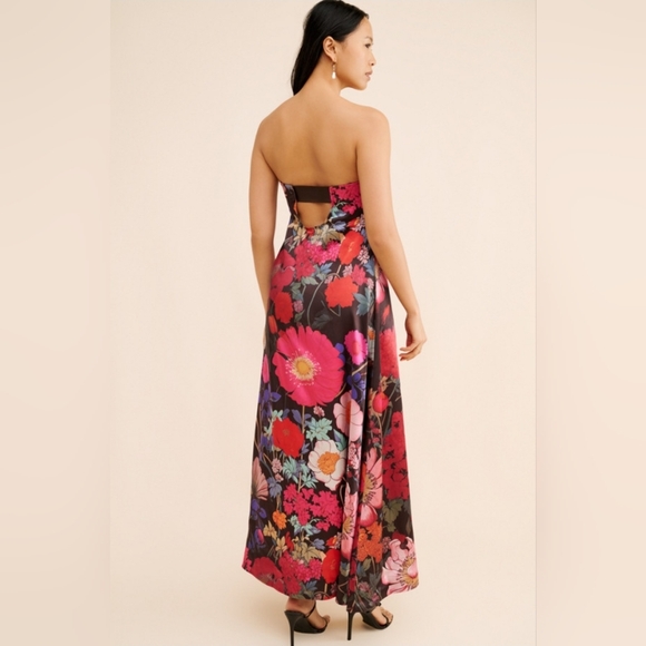 Free People Botanical Strapless Maxi Dress - Chocolate Combo size small - Picture 2 of 9